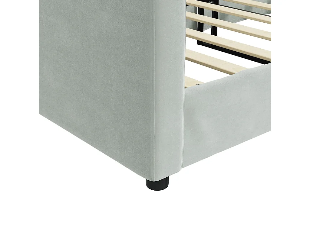 Lit de repos gris clair 90x200 cm velours