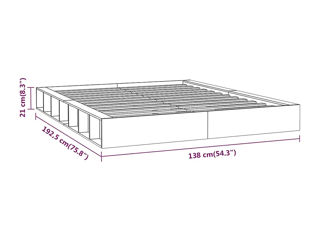 Cadre de lit Blanc 120x190 cm Petit double Bois massif