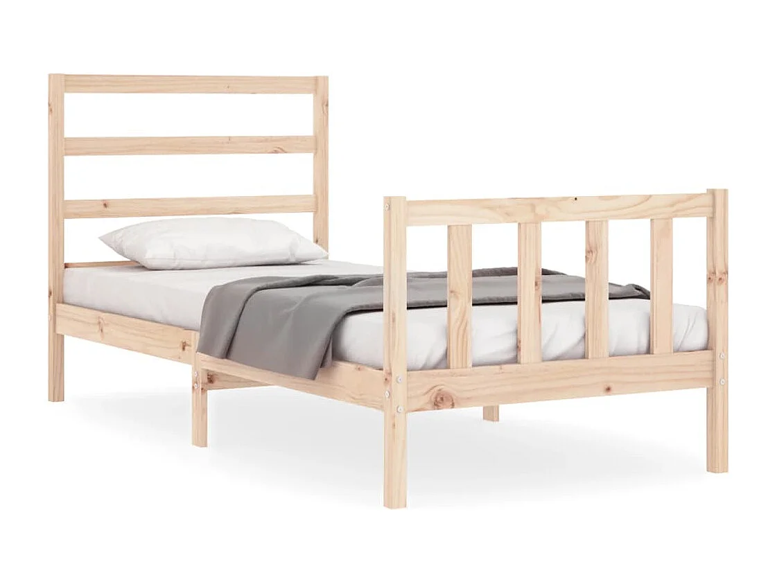 Estructura de cama con cabecero madera maciza 90x190 cm