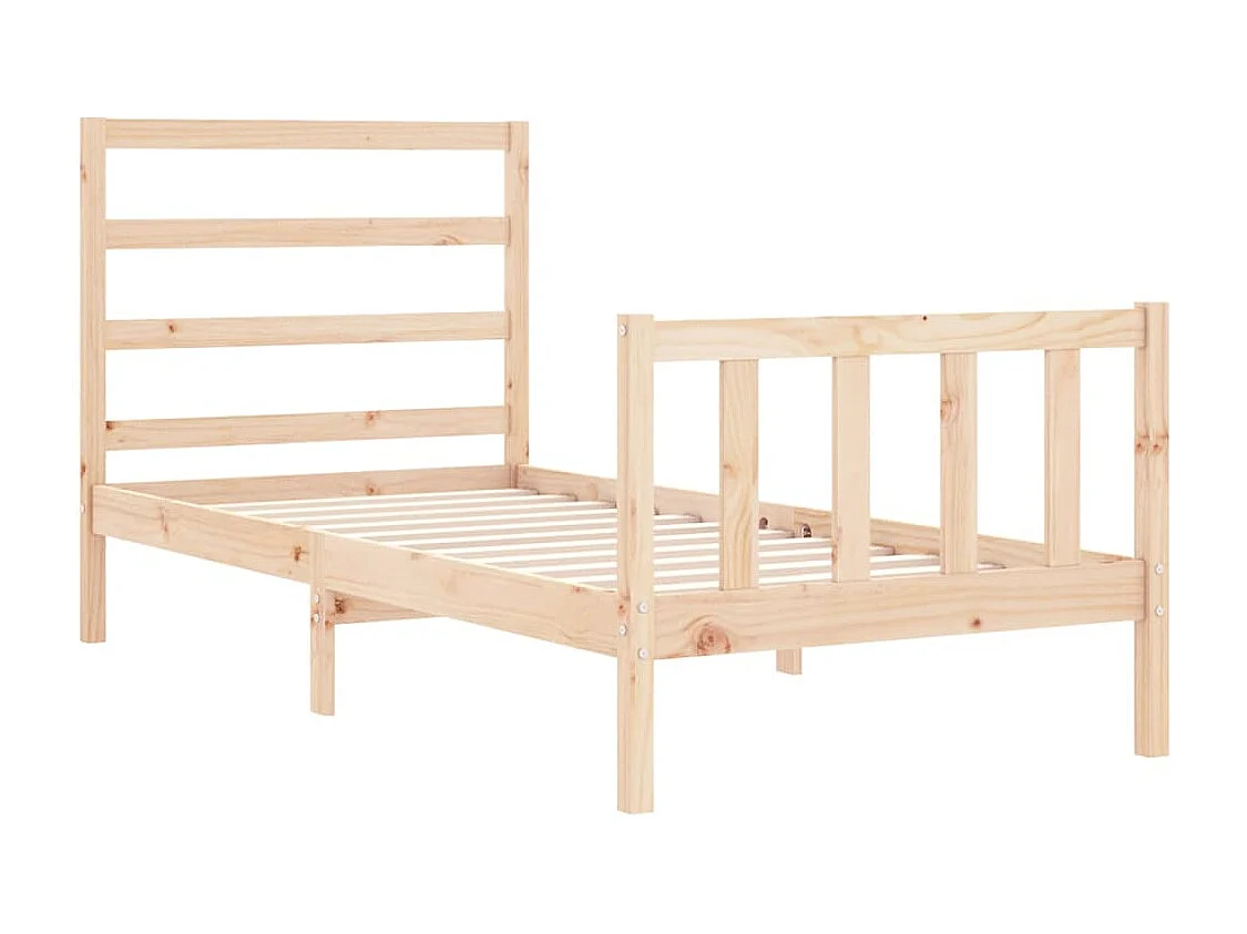 Estructura de cama con cabecero madera maciza 90x190 cm