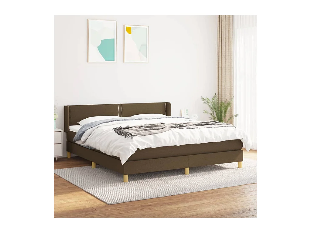 Boxspring met matras stof donkerbruin 160x200 cm