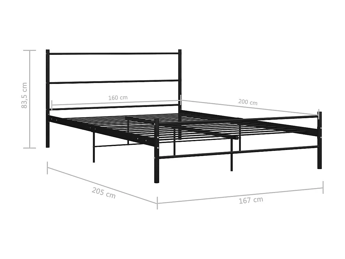 Estrutura de cama 160x200 cm metal preto