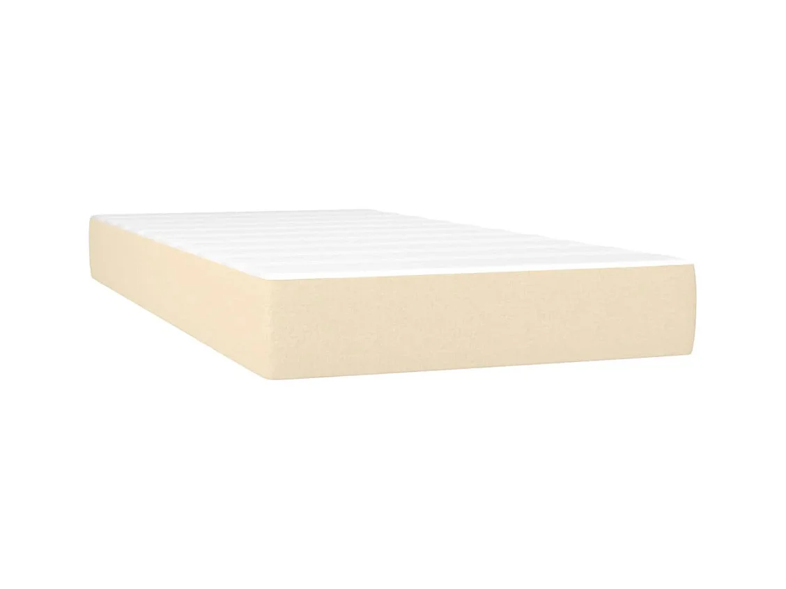 Cama box spring con colchón tela color crema 90x190 cm
