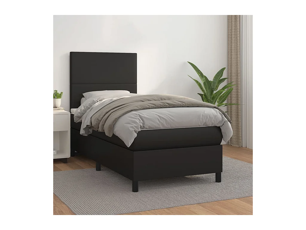 Boxspring met matras kunstleer zwart 100x200 cm