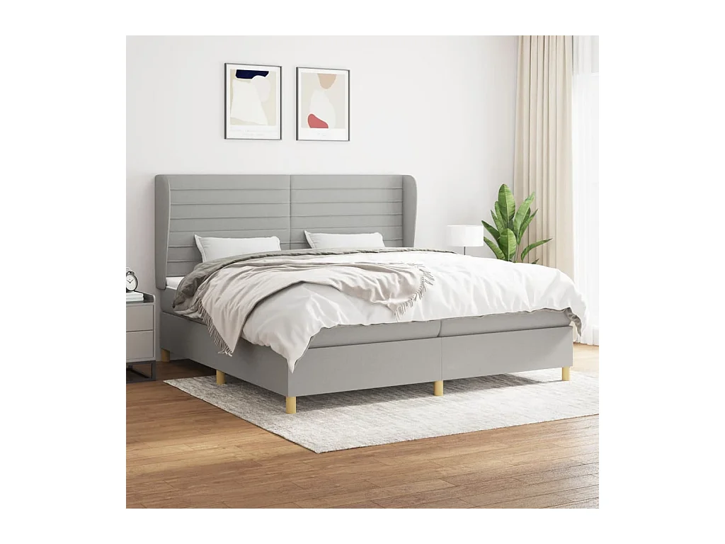 Lit à sommier tapissier avec matelas Gris clair 200x200cm Tissu