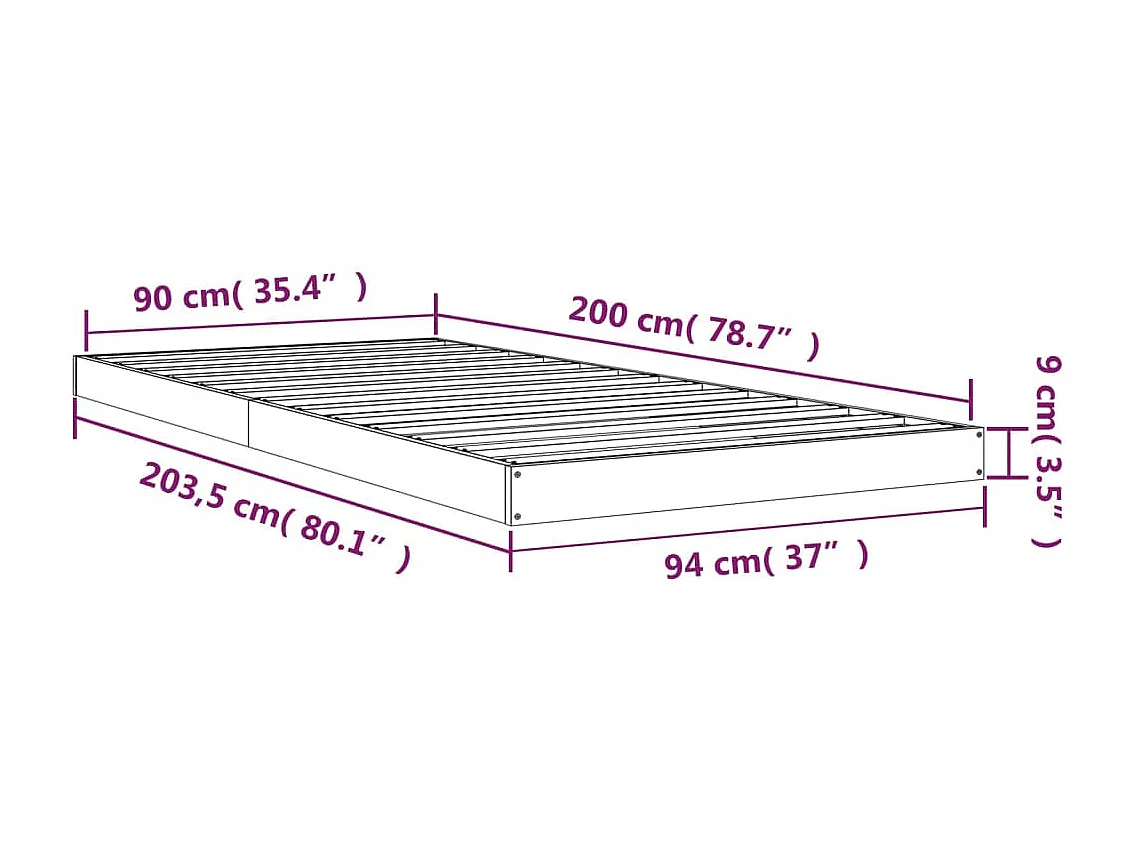 Cadre de lit 90x200 cm Bois de pin massif