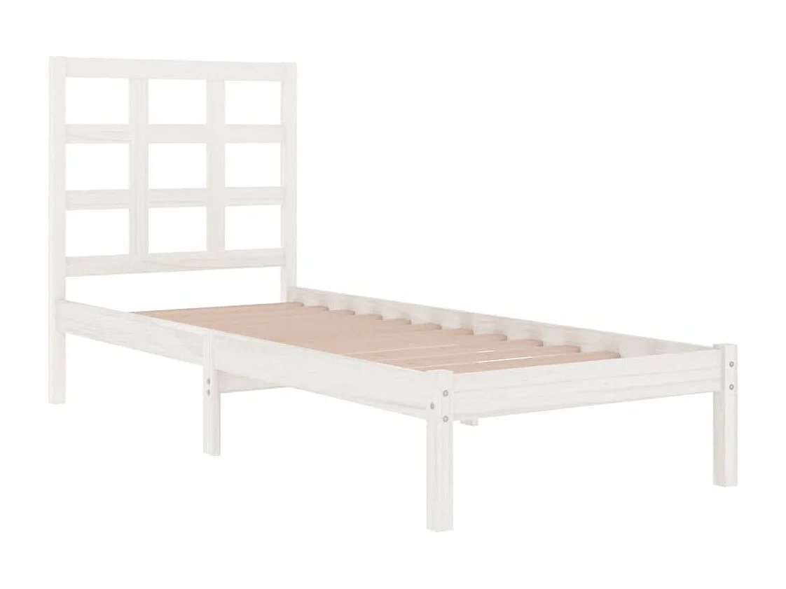 Estrutura cama de solteiro 90x190 cm madeira maciça branco