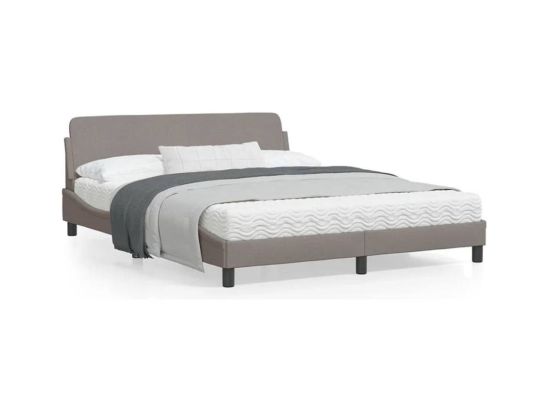 Cadre de lit avec tête de lit Taupe 160x200 cm Tissu