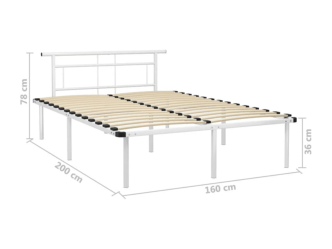 Estructura de cama de metal blanco 160x200 cm