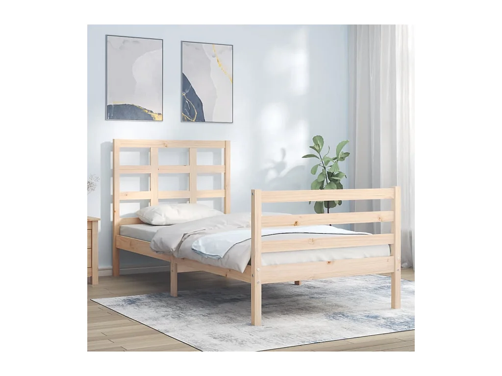 Cadre de lit avec tête de lit 90x200 cm bois massif
