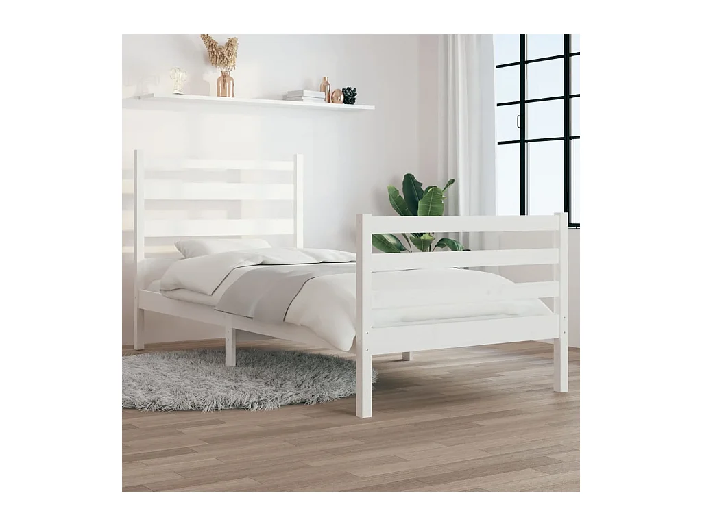Estructura de cama madera maciza de pino blanco 100x200 cm