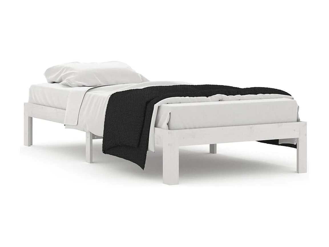 Cadre de lit Blanc Bois de pin massif 90x200 cm