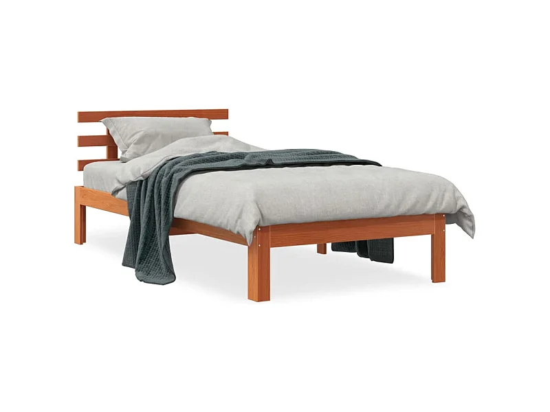 Cadre de lit et tête de lit cire marron 100x200 cm bois de pin