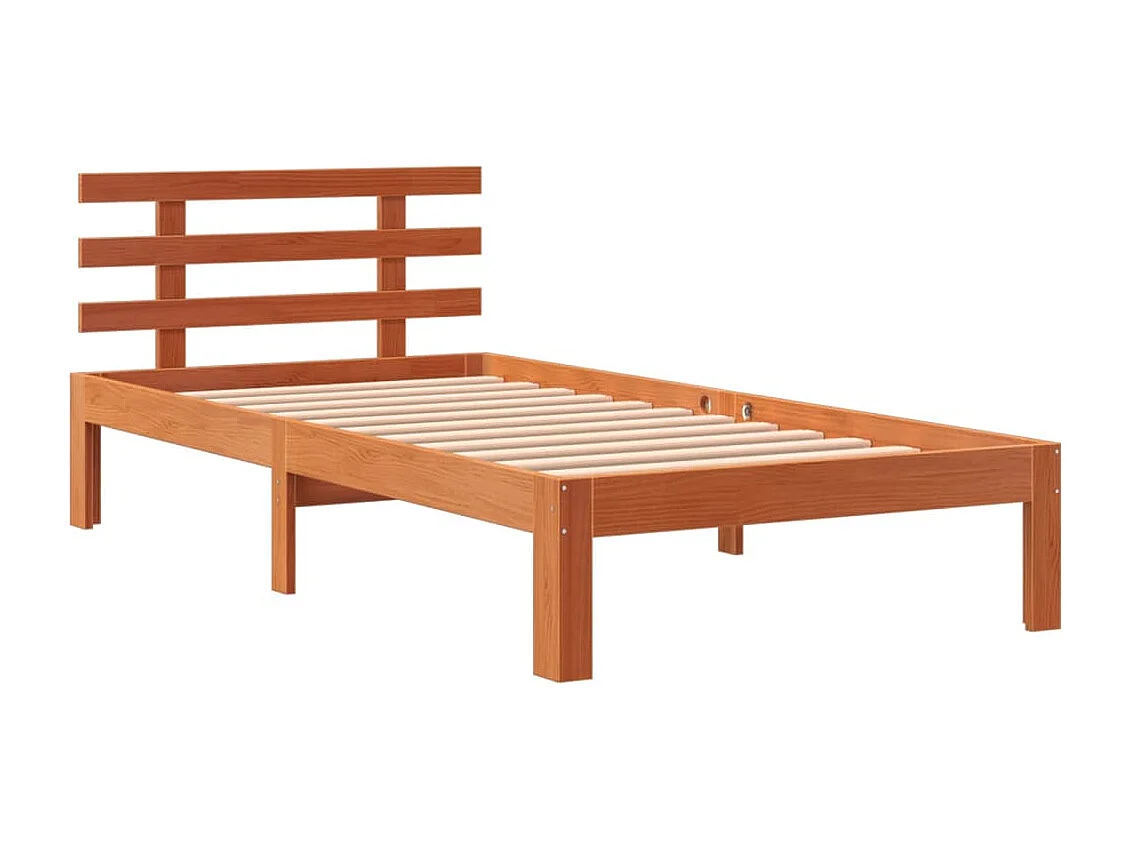 Cadre de lit et tête de lit cire marron 100x200 cm bois de pin