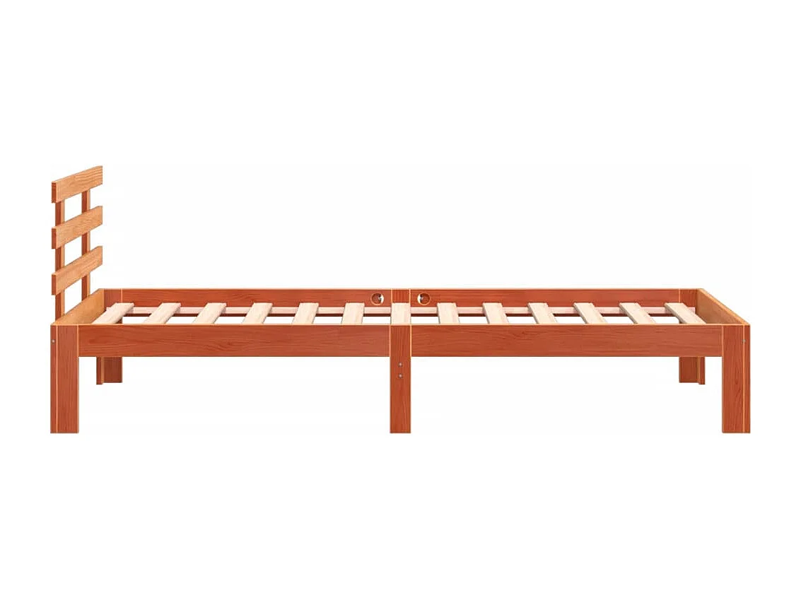 Estrutura cama c/ cabeceira 100x200cm pinho maciço castanho-mel