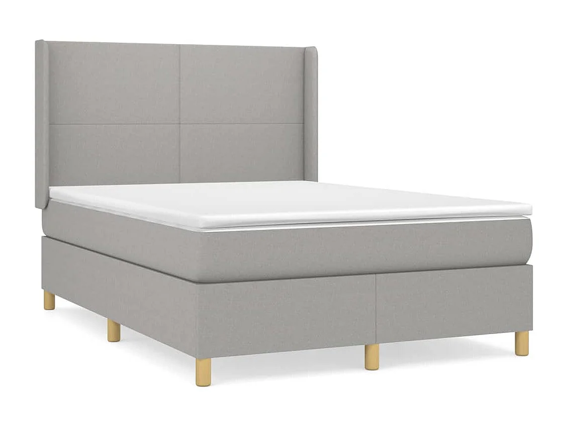 Cama com molas/colchão 140x190 cm tecido cinzento-claro