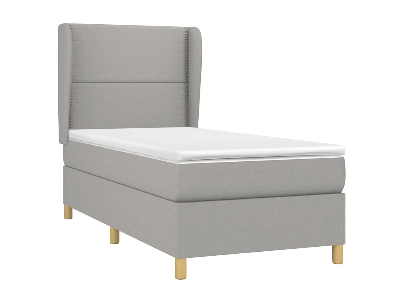 Cama box spring con colchón tela gris claro 90x200 cm