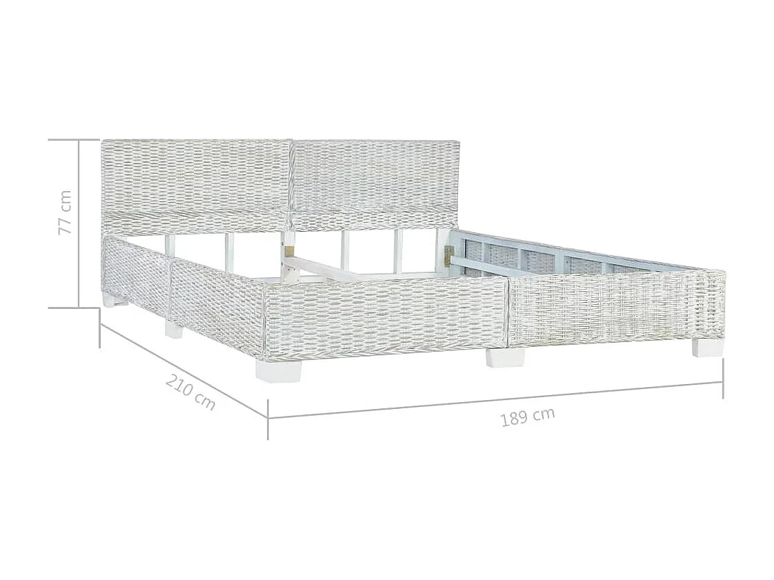 Estrutura de cama 180x200 cm vime genuíno cinzento
