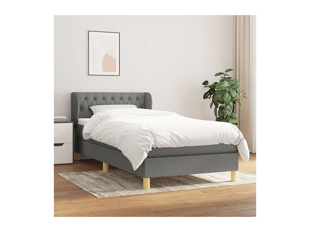 Cama com molas/colchão 90x200 cm tecido cinzento-escuro