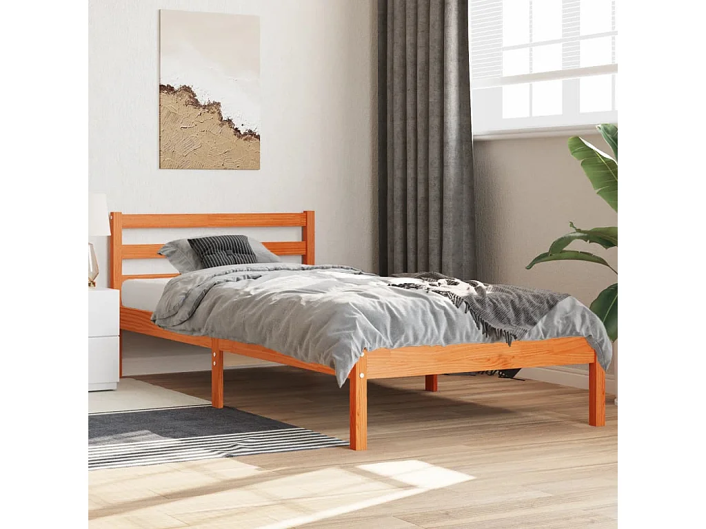 Cadre de lit cire marron 90x200 cm bois de pin massif