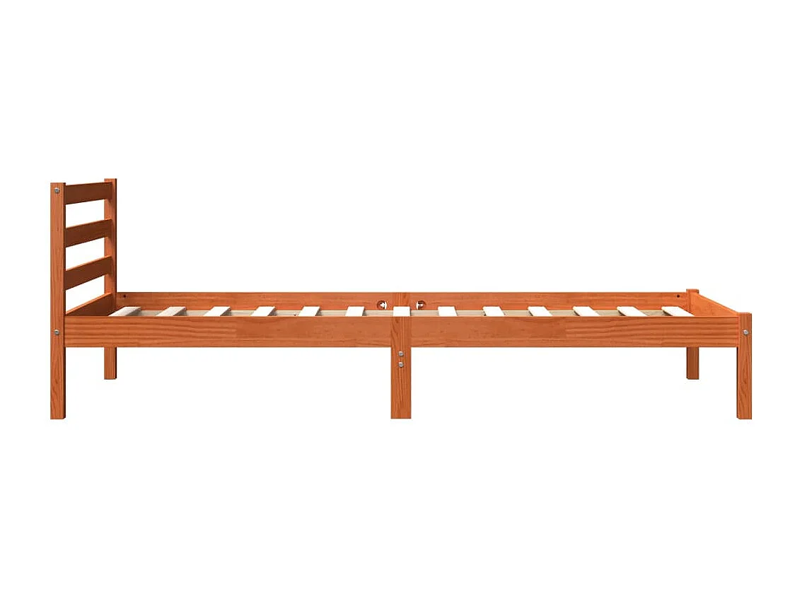 Estructura de cama madera maciza de pino marrón cera 90x200 cm