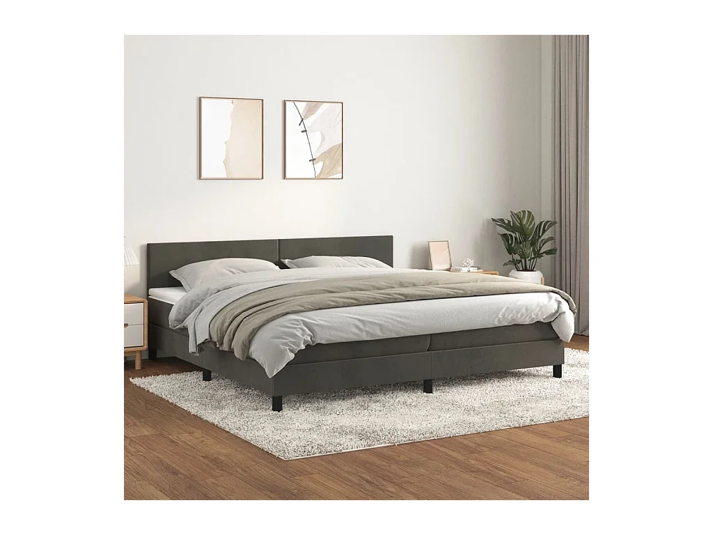 Boxspring met matras fluweel donkergrijs 200x200 cm