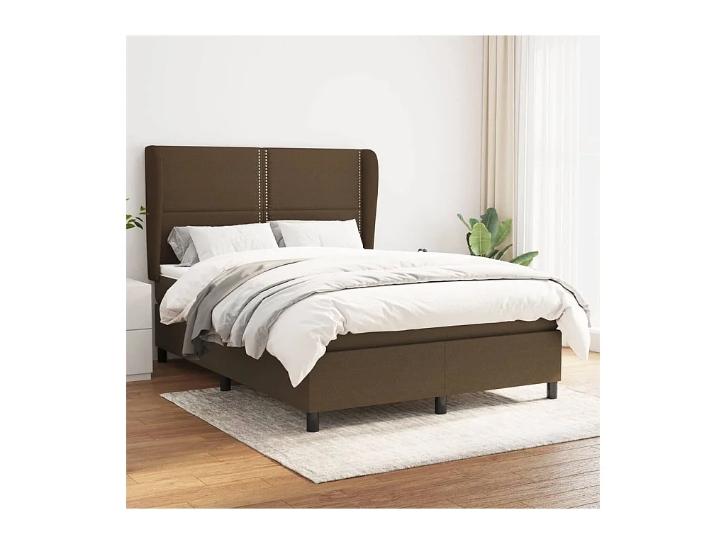 Lit à sommier tapissier avec matelas Marron foncé 140x200 cm