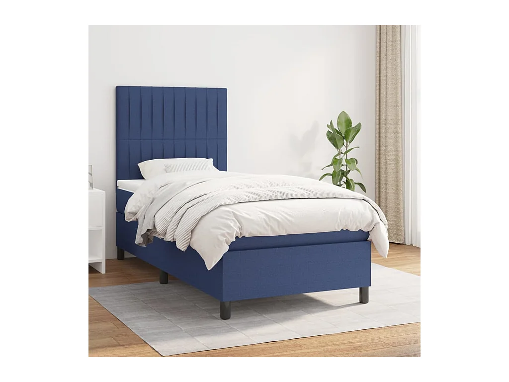 Boxspring met matras stof blauw 80x200 cm