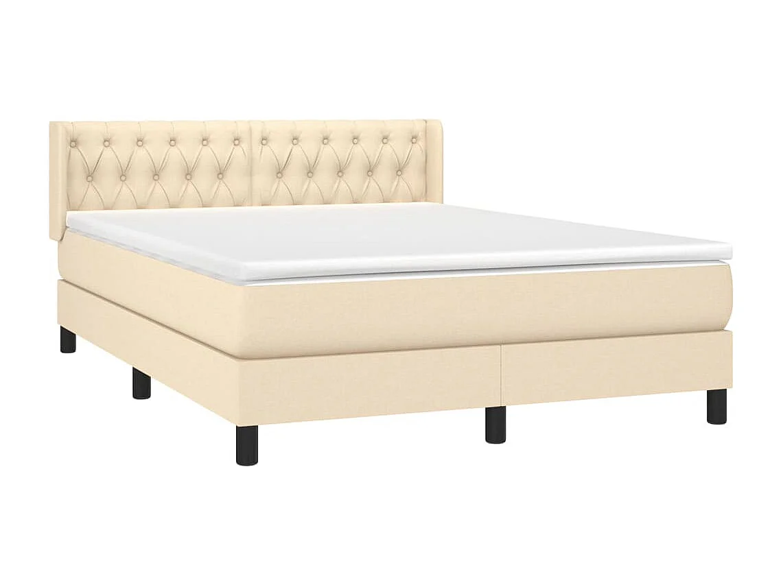 Lit à sommier tapissier avec matelas Crème 140x200 cm Tissu