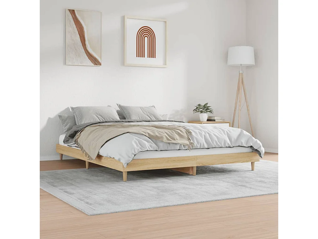 Cadre de lit chêne sonoma 150x200 cm bois d'ingénierie