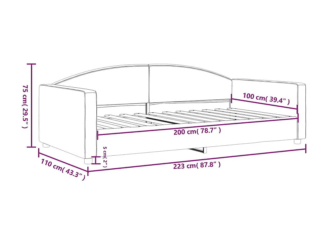 Lit de repos crème 100x200 cm tissu