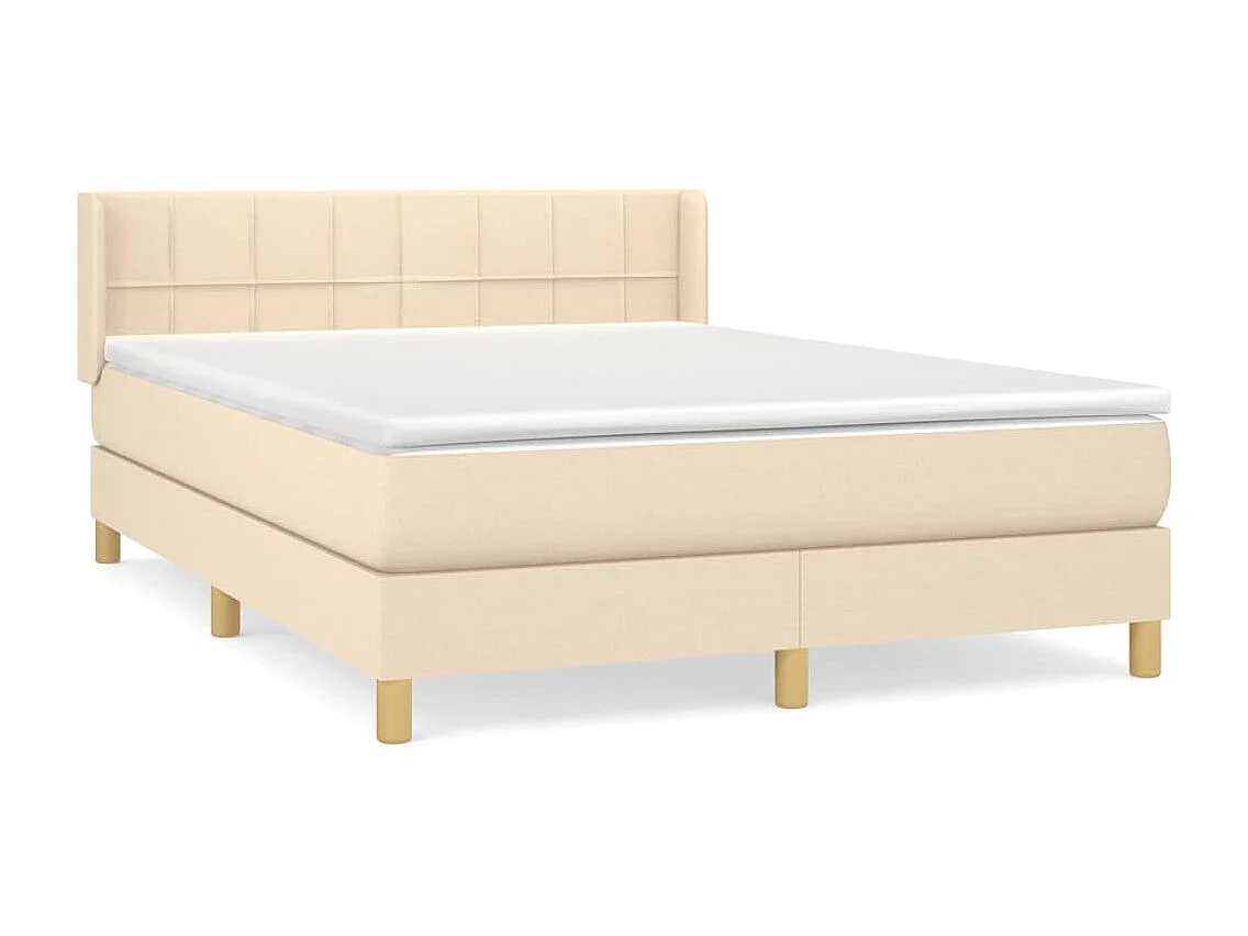 Lit à sommier tapissier avec matelas Crème 140x200 cm Tissu