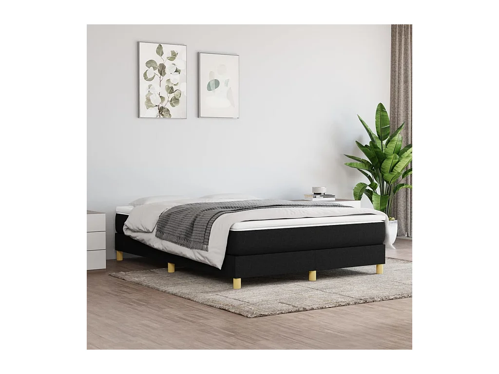 Lit à sommier tapissier avec matelas Noir 140x190 cm Tissu