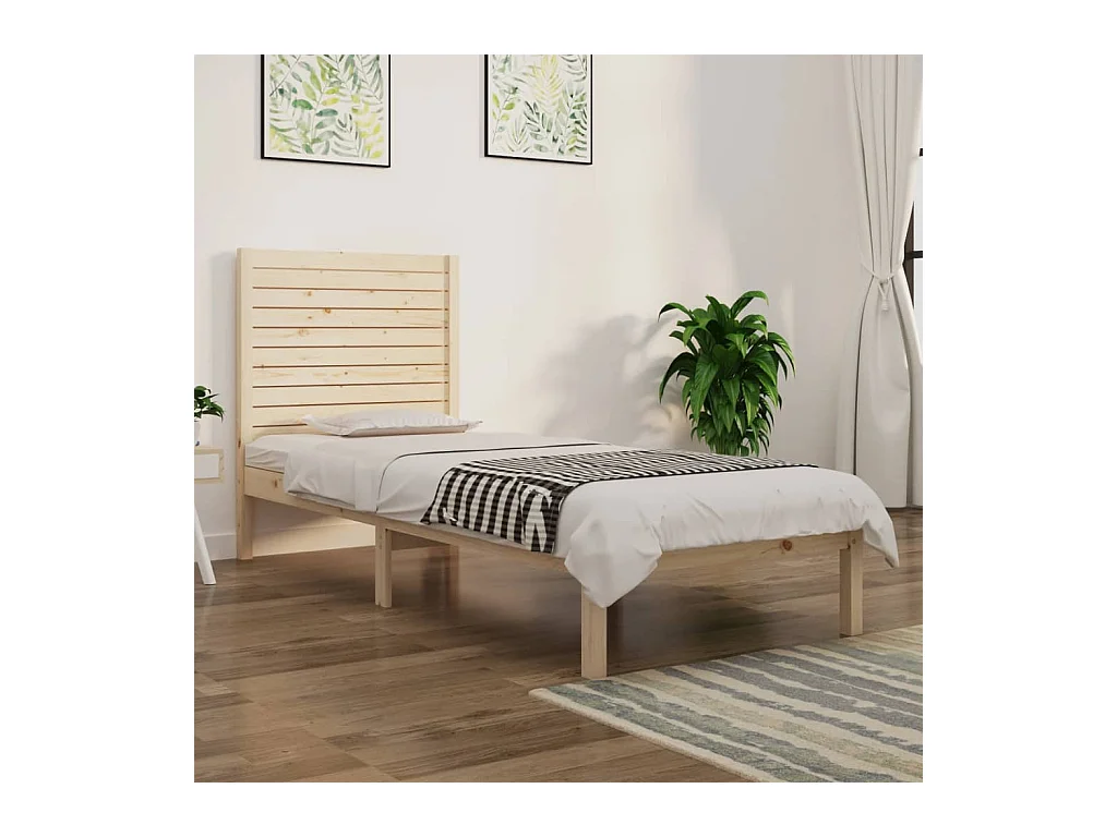 Cadre de lit Bois massif 75x190 cm Petit simple
