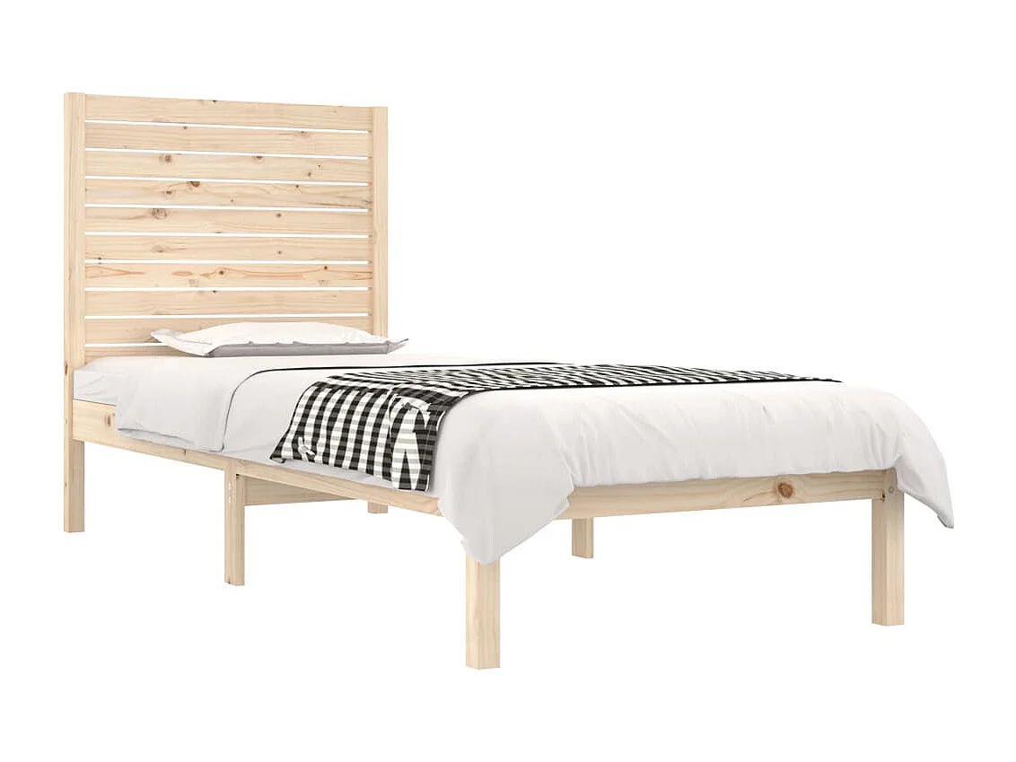 Estructura de cama individual madera maciza 75x190 cm