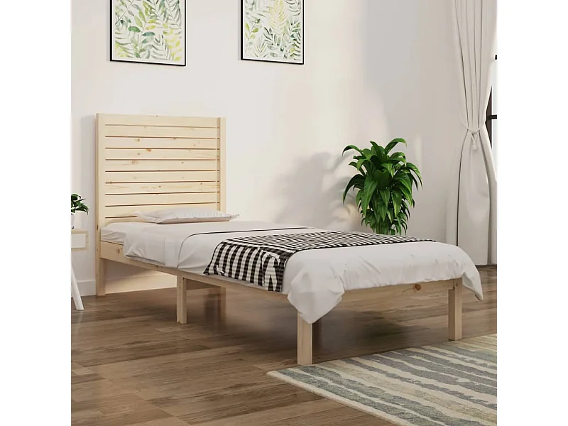 Estructura de cama individual madera maciza 75x190 cm