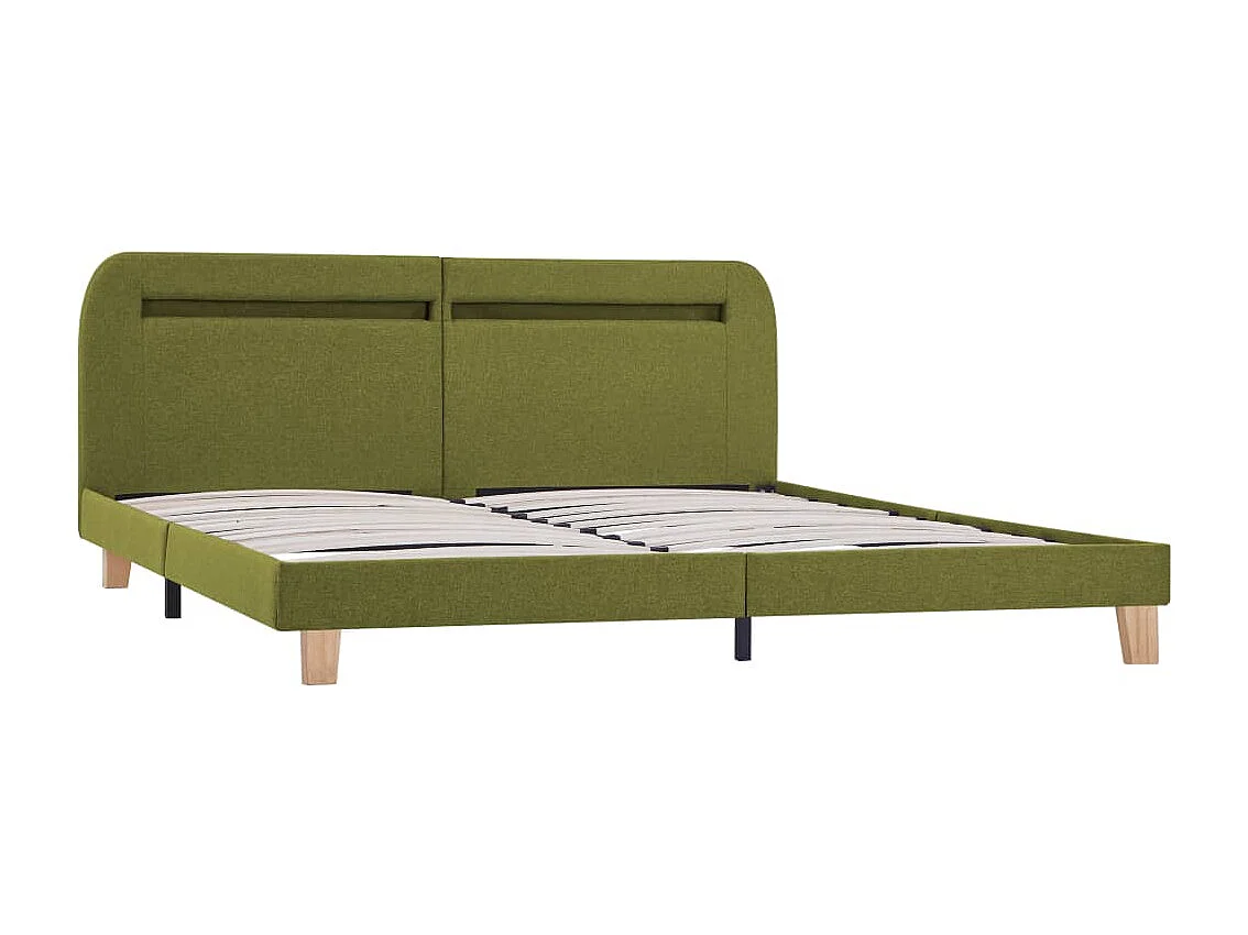 Cadre de lit avec LED Vert Tissu 160 x 200 cm