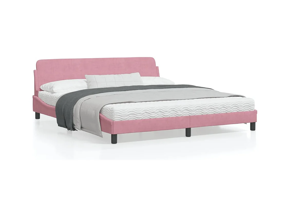 Cadre de lit avec tête de lit Rose 180x200 cm Velours