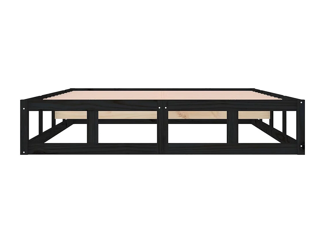 Estrutura de cama 140x190 cm madeira maciça preto