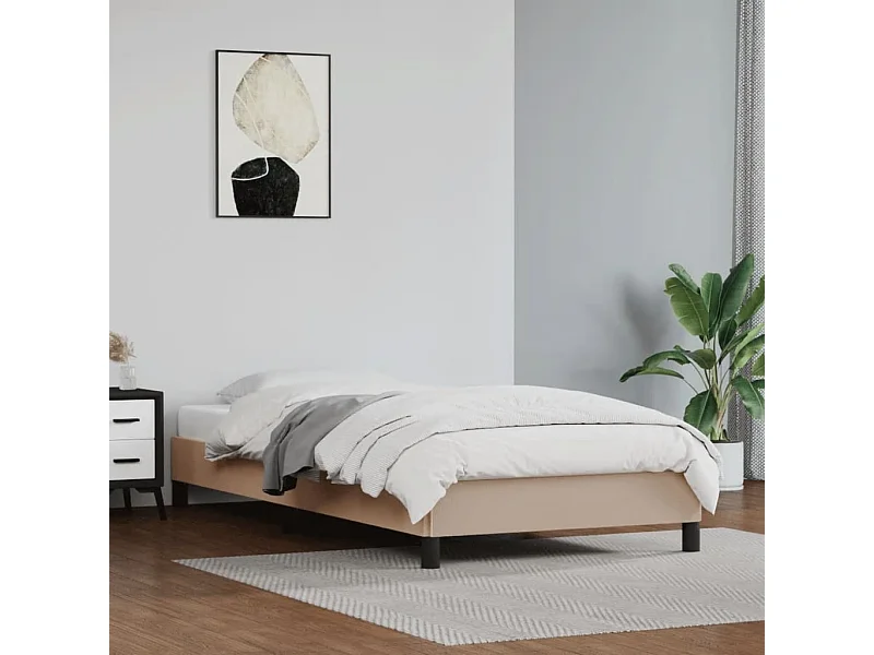 Estrutura de cama 90x200 cm couro artificial cappuccino