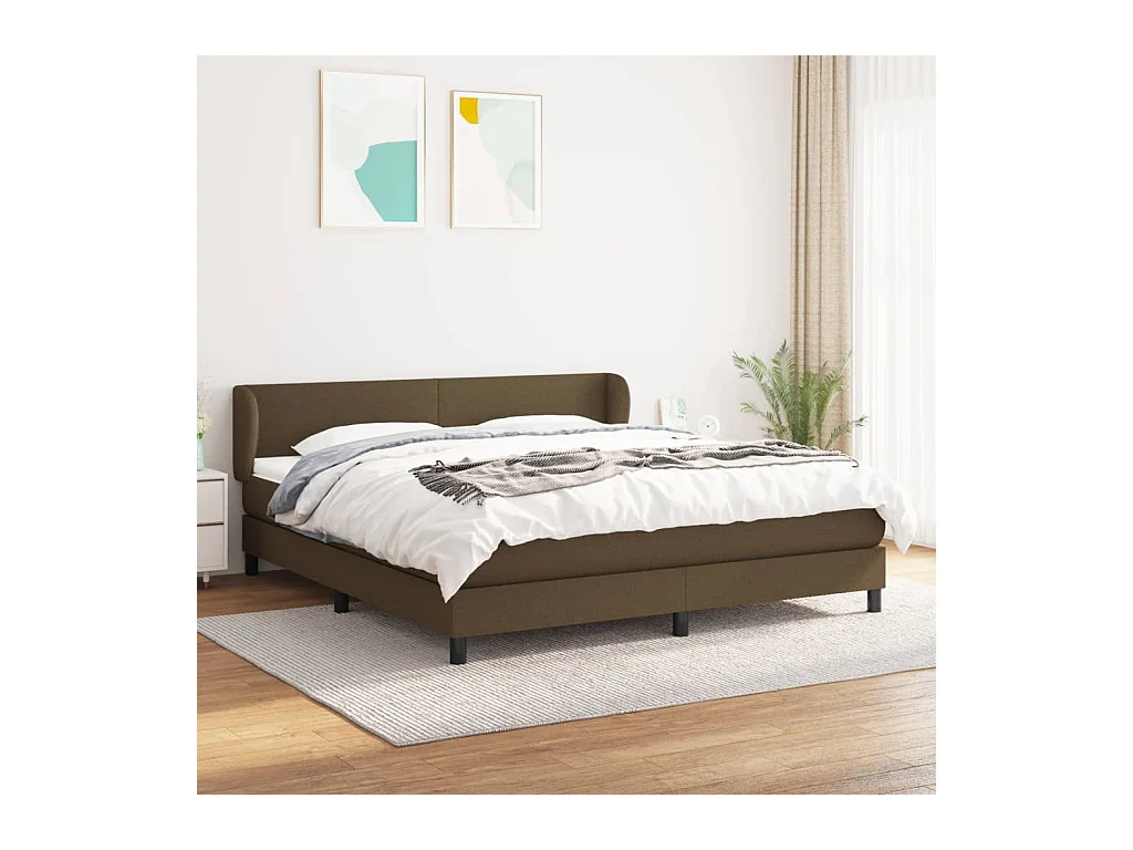 Boxspring met matras stof donkerbruin 160x200 cm