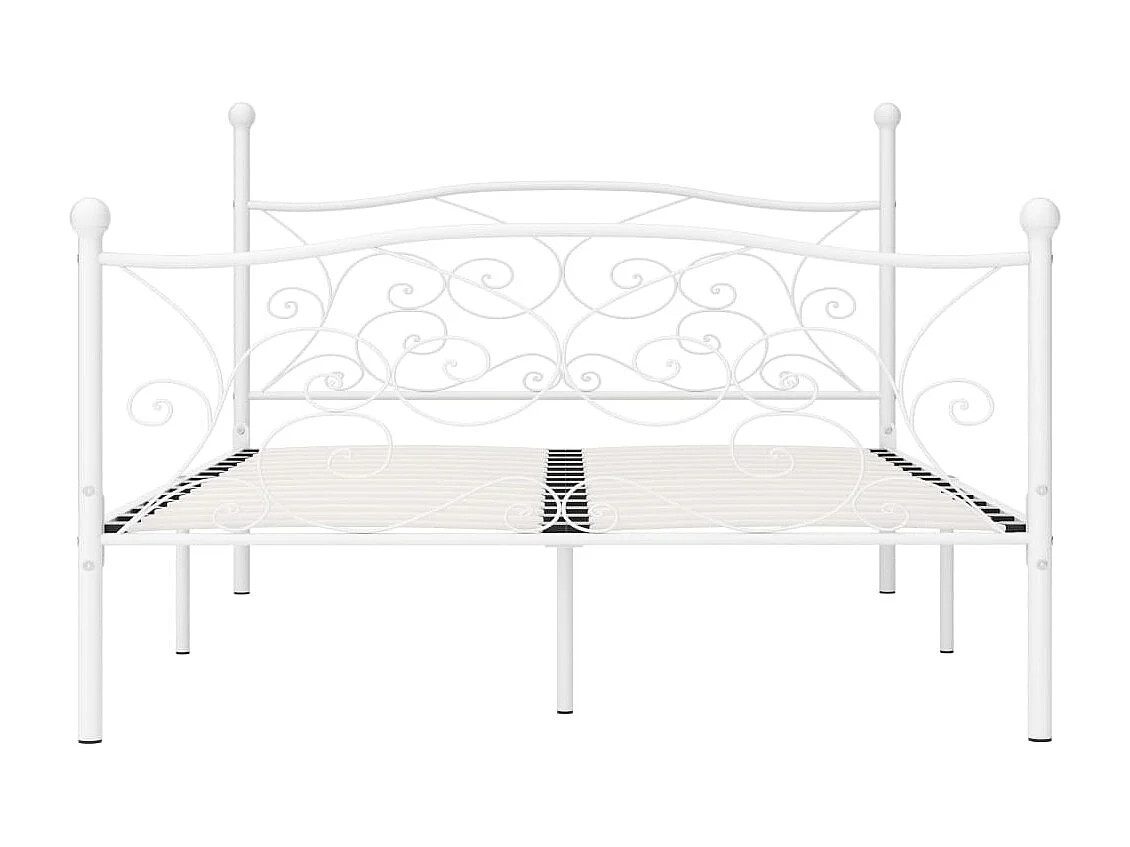 Estrutura de cama com estrado de ripas 160x200 cm metal branco