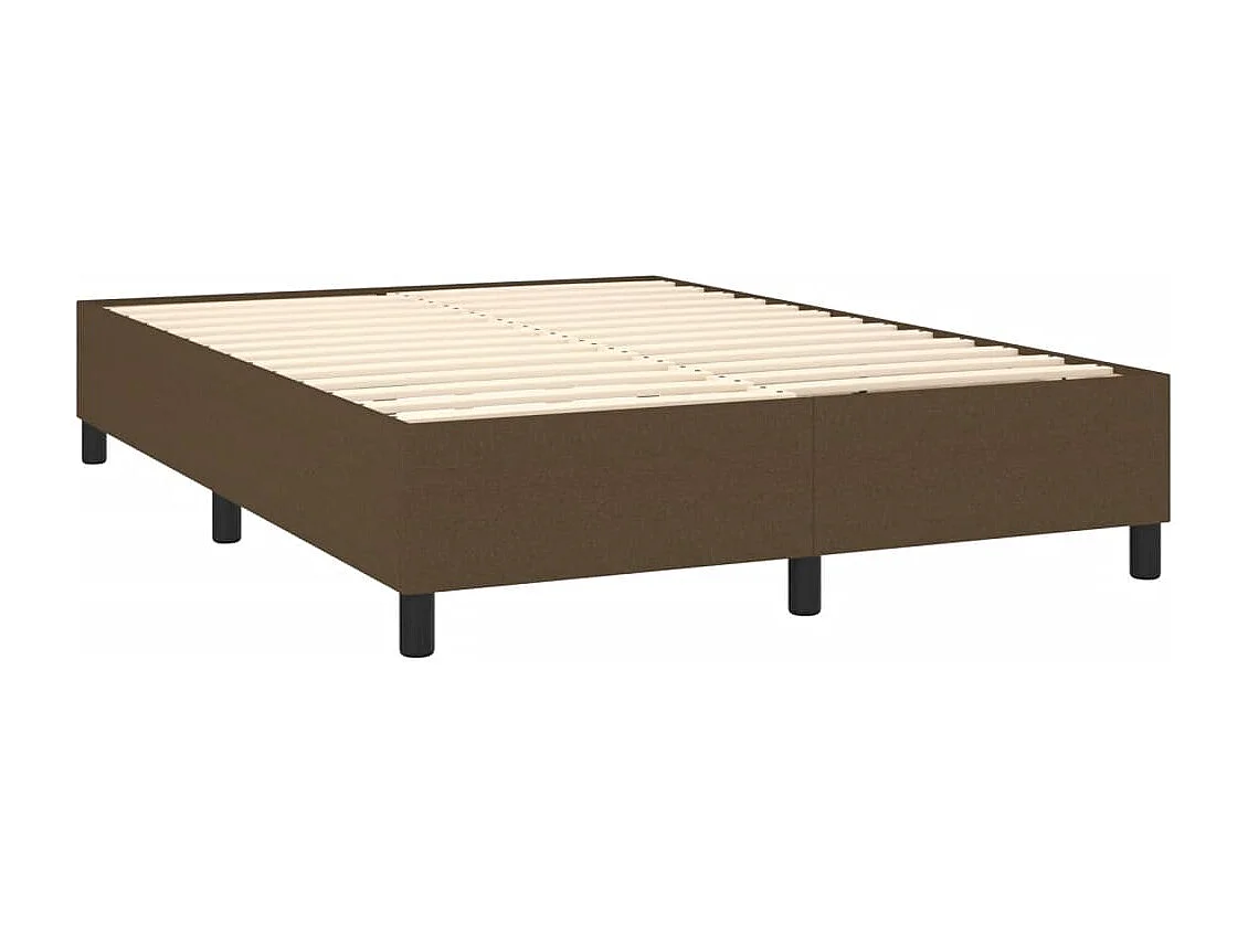 Cama box spring con colchón tela marrón oscuro 140x200 cm
