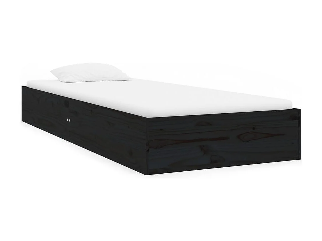 Estrutura cama pequena solteiro 75x190 cm madeira maciça preto