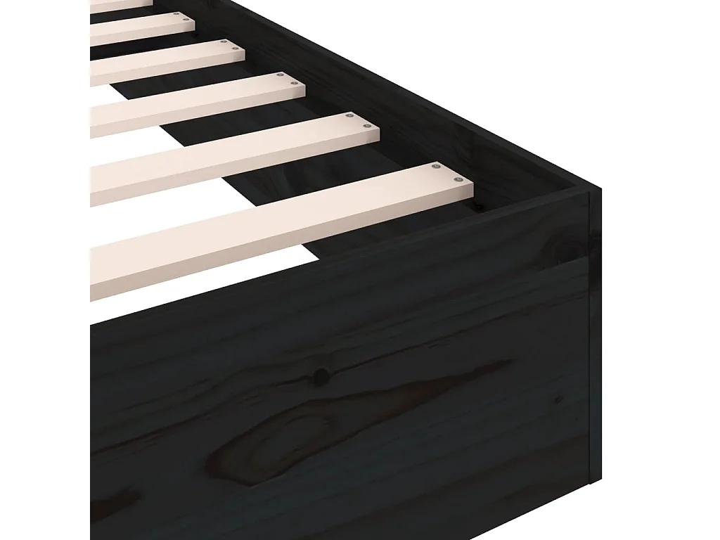 Estrutura cama pequena solteiro 75x190 cm madeira maciça preto