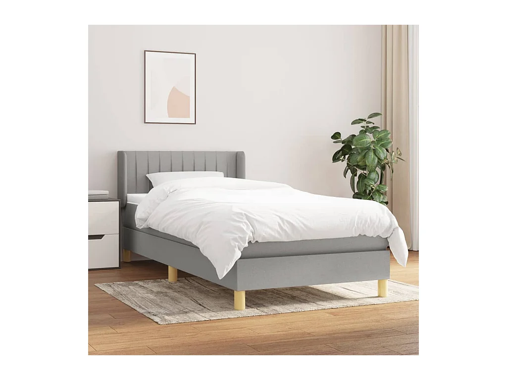 Cama com molas/colchão 100x200 cm tecido cinzento-claro