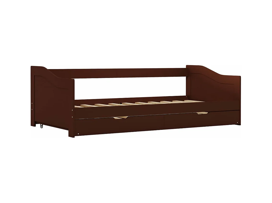 Cadre de lit extensible Marron foncé Bois de pin 90x200 cm