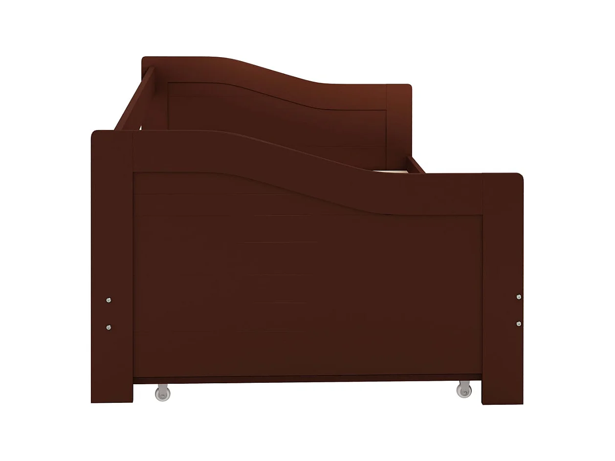 Cadre de lit extensible Marron foncé Bois de pin 90x200 cm