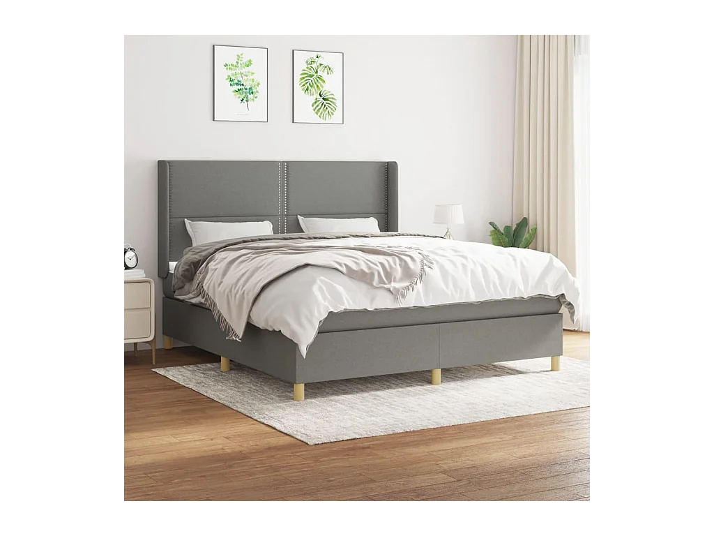 Boxspring met matras stof donkergrijs 180x200 cm