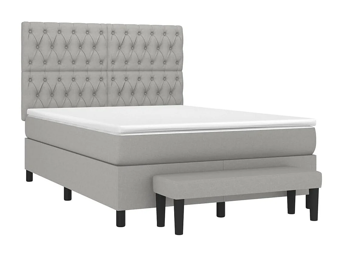 Lit à sommier tapissier avec matelas Gris clair 140x190cm Tissu